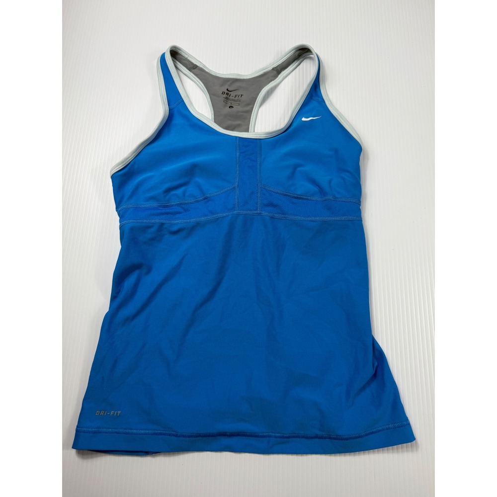 Nike Dri-FIT Tank Top Athletic Racerback Built-In Bra Blue Size M